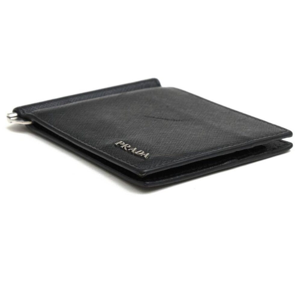 Prada Wallet Men Wallet Leather Black 2 Mn077 Saffiano Bicolo Money Clip - Picture 3 of 7